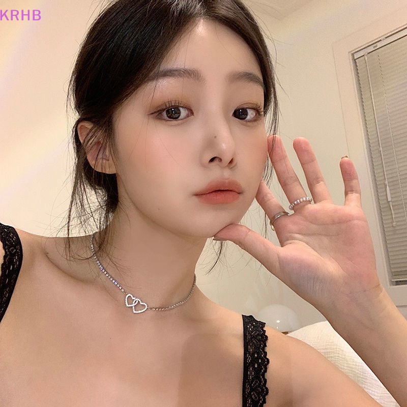 Vòng cổ Hai Trái Tim Đính Đá Thời Trang Dành Cho Nữ Mới