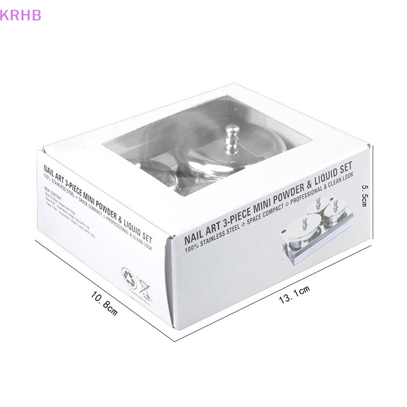 Set 3 Khay Đựng Bột Làm Móng Bằng Thép Không Gỉ Mới