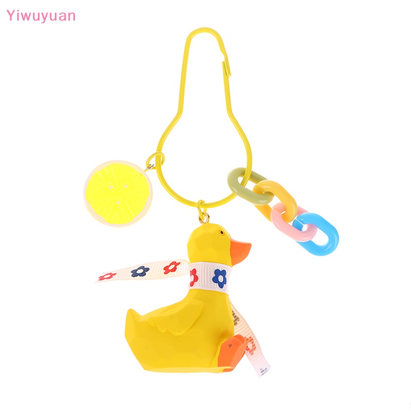 < Yiwuyuan > Móc Chìa Khóa Hình Vịt Vàng Nhỏ Thắt Nơ Hoạt Hình Dễ Thương Trang Trí Ba Lô Xe Hơi Ch