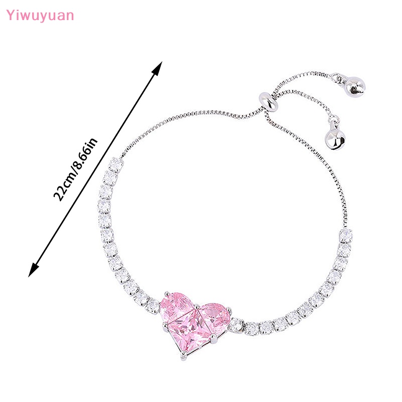 1 / 1 Cặp Vòng Tay / Vòng cổ / Bông Tai Đính Đá Zircon Hình Trái Tim Lấp Lánh Thời Trang Mới