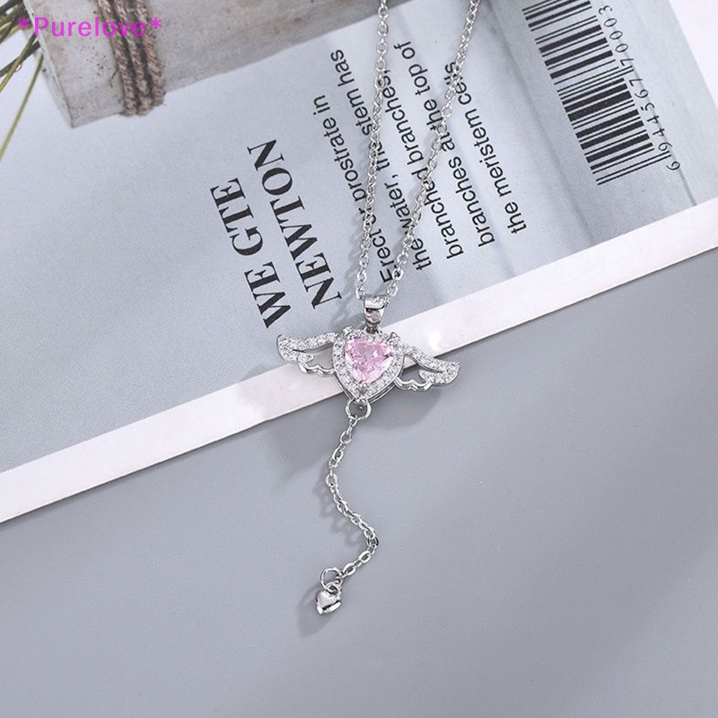 Vòng cổ Mặt Hình Cánh Thiên Thần Đính Đá Zircon Y2K Sang Trọng Cho Nữ Mới