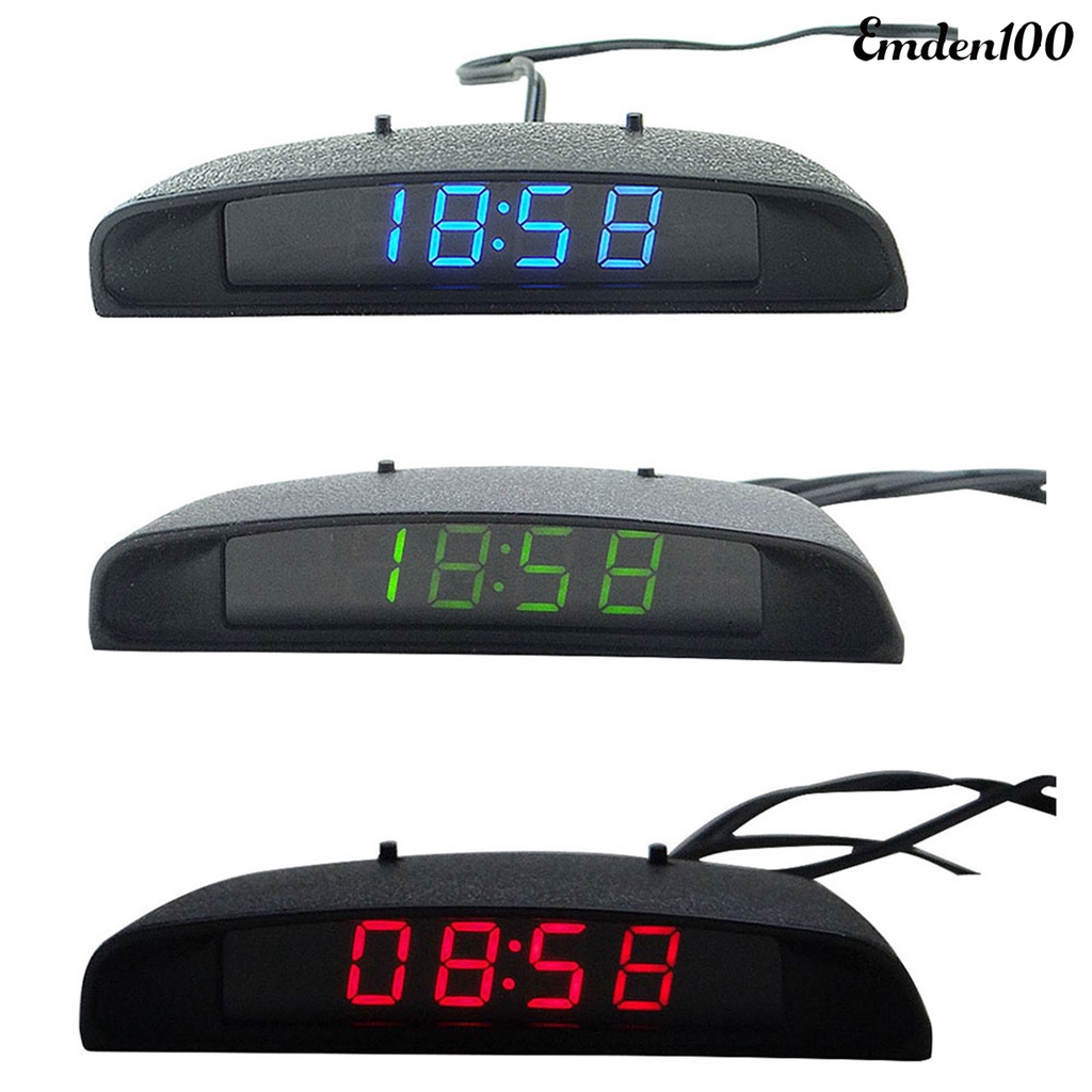 [EMDEN] Đồng Hồ Điện Tử Đa Năng 3 Trong 1 Bằng ABS Có Đèn LED Cho Xe Hơi