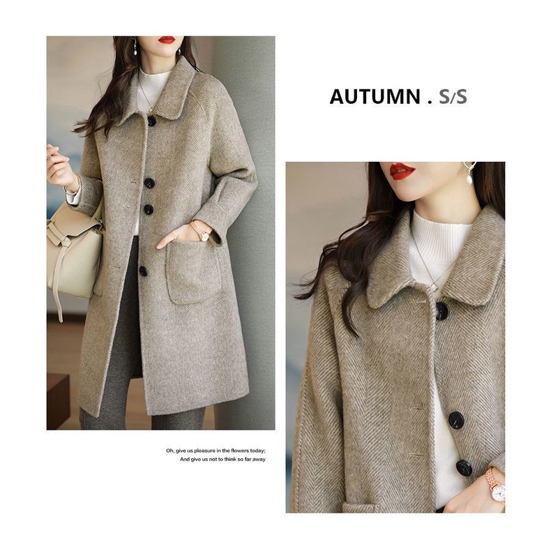 Áo Khoác Len Dày Dáng Ôm Dài Vừa Vặn Thời Trang Thu Đông Hàn Quốc 2023 Kích Thước 3XL Cho Nữ