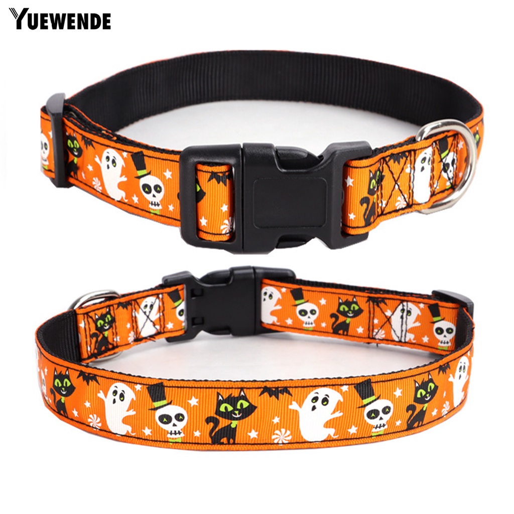 Yq.e Vòng Cổ Nylon Chống Mài Mòn In Họa Tiết Halloween Có Thể Điều Chỉnh Cho Thú Cưng