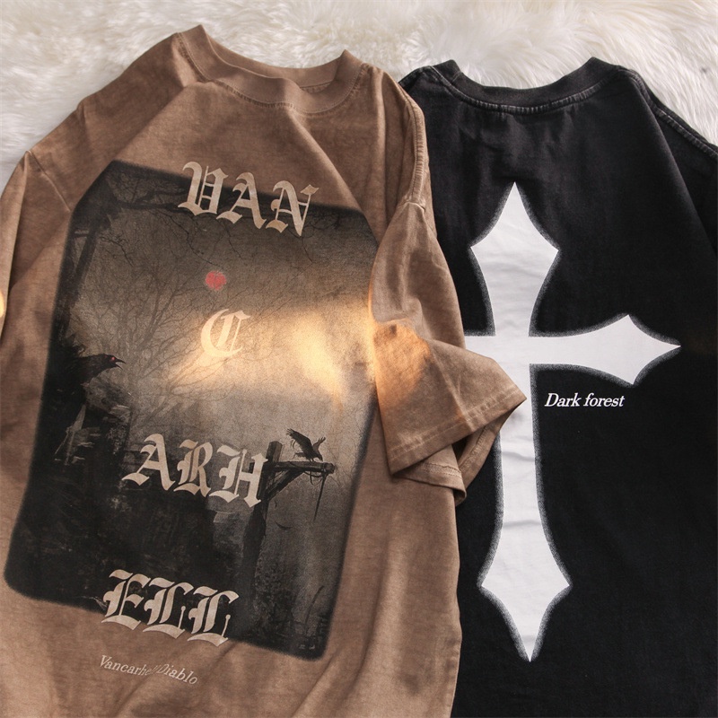 Áo Thun Ngắn Tay In Chữ Phong Cách Âu Mỹ Cá Tính Cho Nam