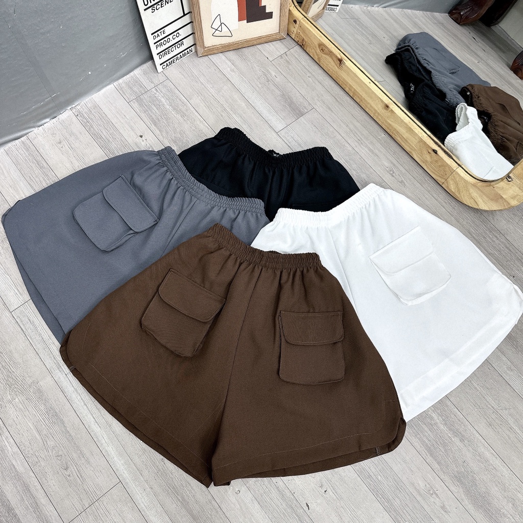 Quần đùi bigsize CÔ NHỎ túi hộp lưng thun vải mát không nhăn, Quần short nữ big size ngoại cỡ QTH