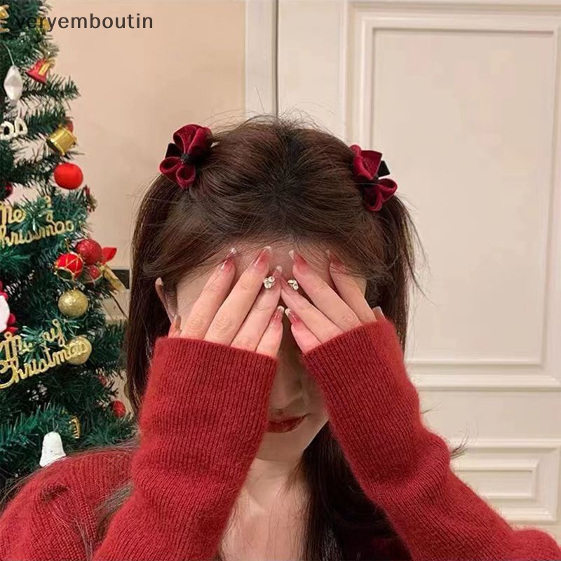 Kẹp Tóc Càng Cua Mini Đính Nơ Bằng Vải Nhung Thời Trang Ngọt Ngào Cho Nữ