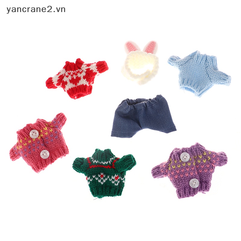 Set Đồ Gồm Quần Short + Áo Sweater + Mũ Tai Thỏ Mini + Tai Thỏ Dành Cho Búp Bê 1 / 12 yancrane2.vn