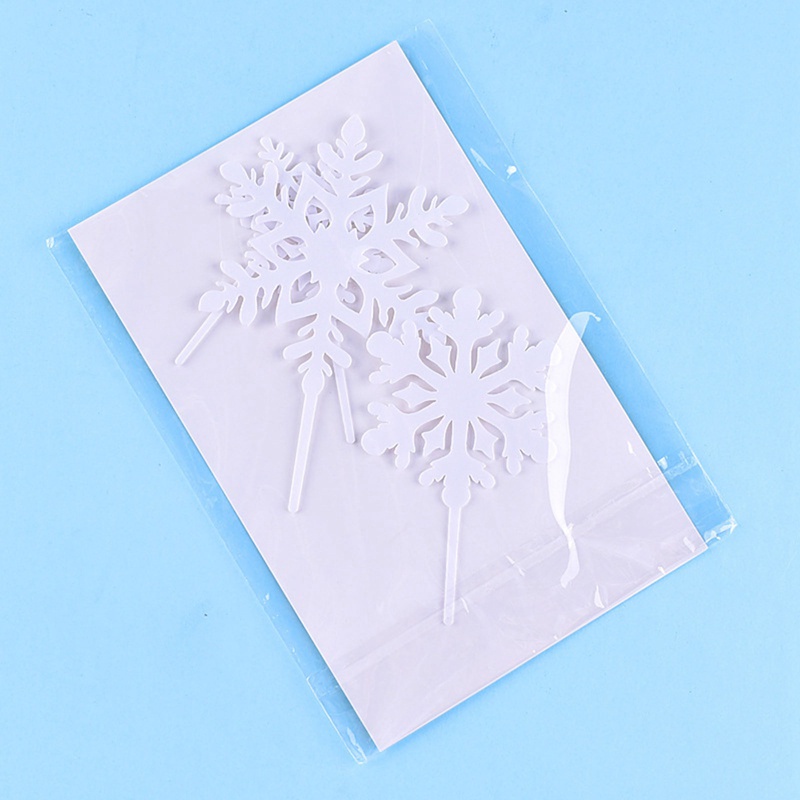 Set 4 Que Cắm Trang Trí Bánh Hình Bông Tuyết Xinh Xắn Thẻ