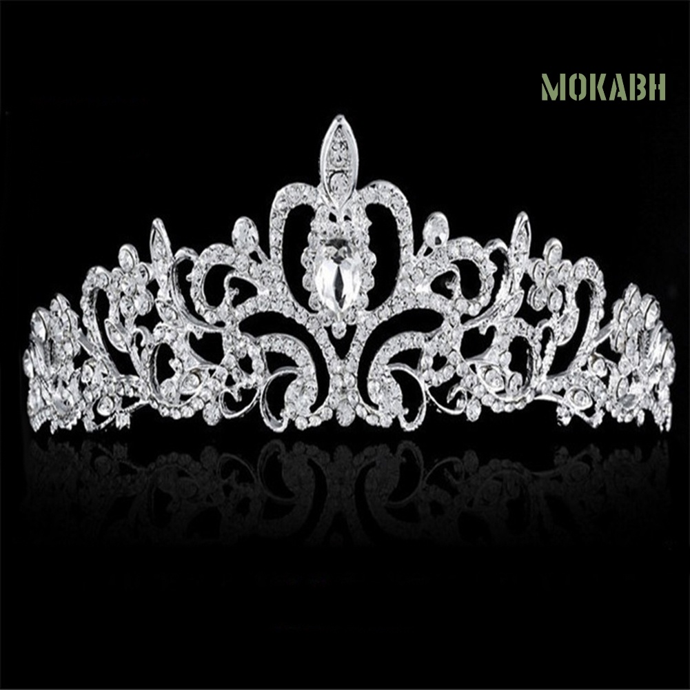 Băng Đô Cài Tóc Hình Vương Miện Rỗng Đính Đá Cho Cô Dâu