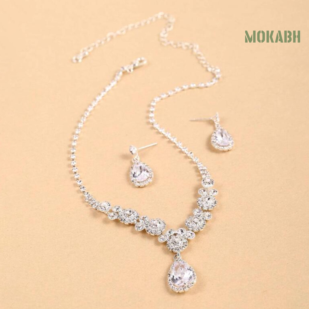 1 Bộ Vòng cổ + Bông Tai Bằng Hợp Kim Hình Giọt Nước Lấp Lánh