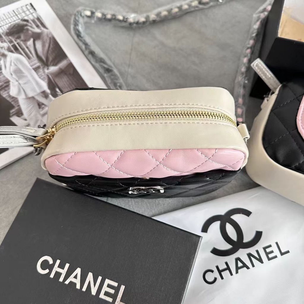 Túi Đeo Chéo Hình Vuông Nhỏ Màu Tương Phản Phối Dây Đeo Sợi Xích Thời Trang Cho Nữ