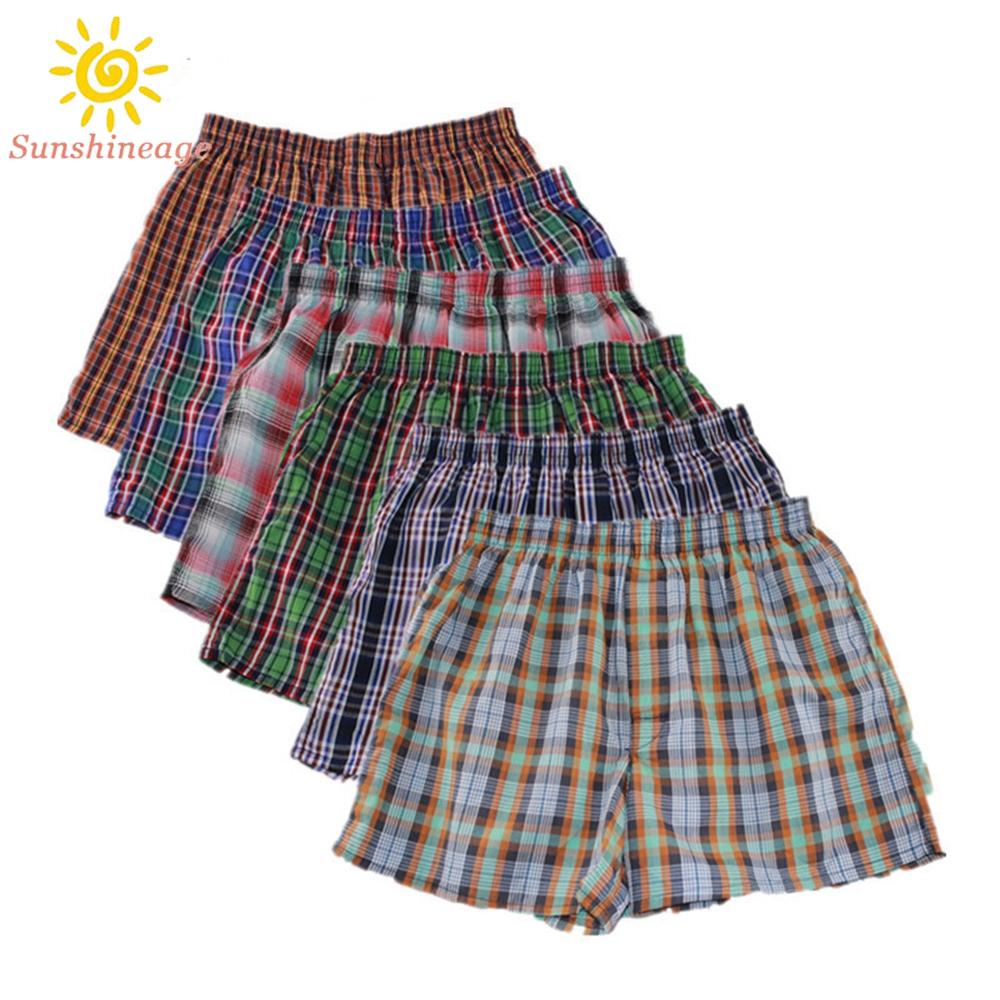 Quần Lót Boxer Cotton Sọc Ca Rô Dáng Rộng Thoáng Mát Cá Tính Cho Nam