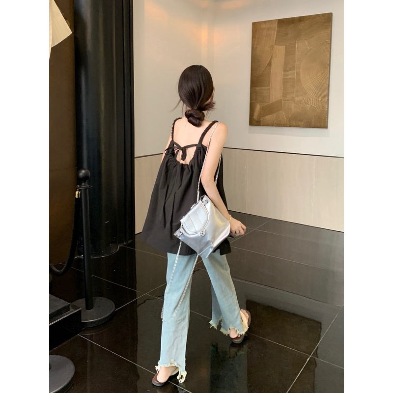 Áo Sơ Mi Hở Lưng Màu Trơn Thời Trang Mùa Hè Dành Cho Nữ