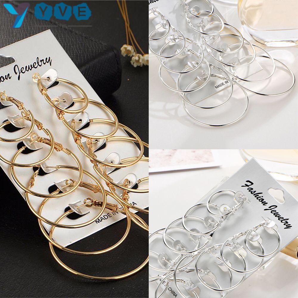 YVE Set 6 Đôi Khuyên Tai Dạng Vòng Thời Trang