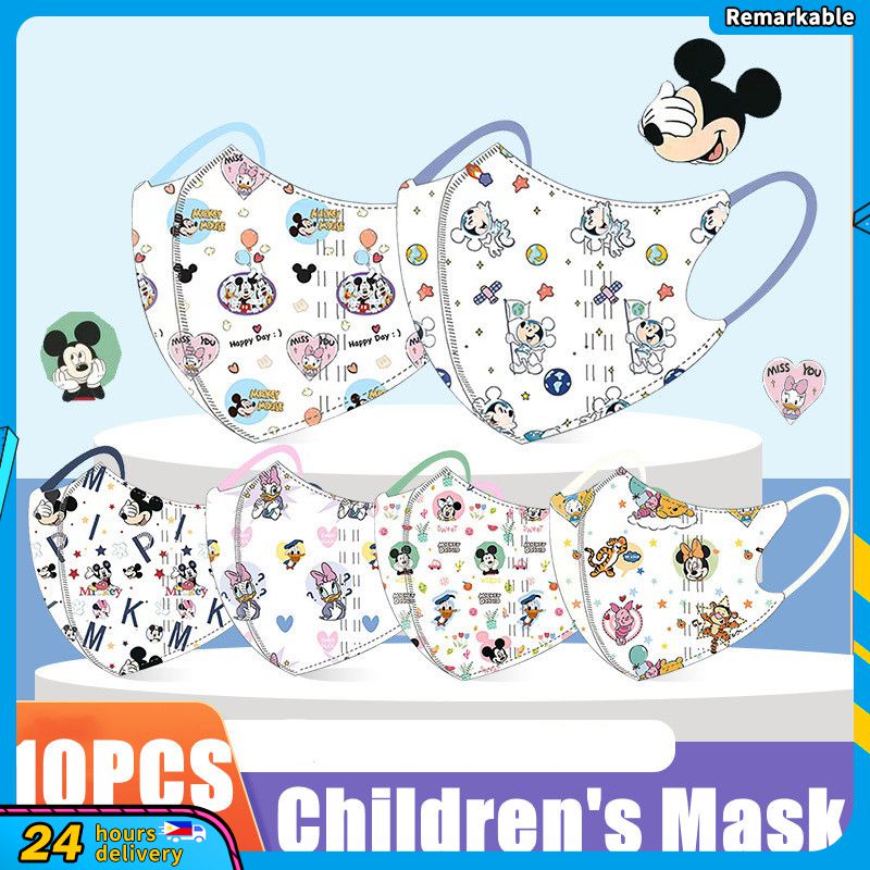 DISNEY Set 10 Khẩu Trang 3 Lớp Hình Chuột Mickey Cho Bé (3-12 Tuổi)