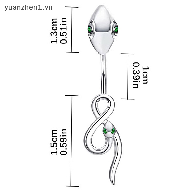 Khuyên Rốn Hình Rắn Bằng Thép Không Gỉ Đính Đá Zircon Thời Trang Cho Nữ