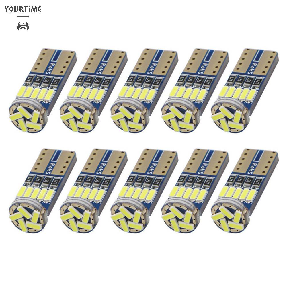 Set 10 Bóng Đèn T10 W5W 12V 6000K Ánh Sáng Trắng Cho Xe Ô Tô