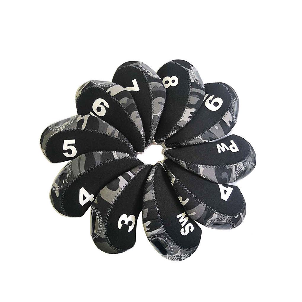 Set 10 Vỏ Bọc Đầu Gậy Đánh Golf Họa Tiết Rằn Ri Có Thanh Kim Loại Bảo Vệ