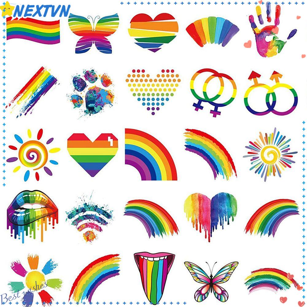 Set 12 Hình Xăm Dán Toàn Thân Họa Tiết Bướm Màu Cầu Vồng Đẹp Mắt