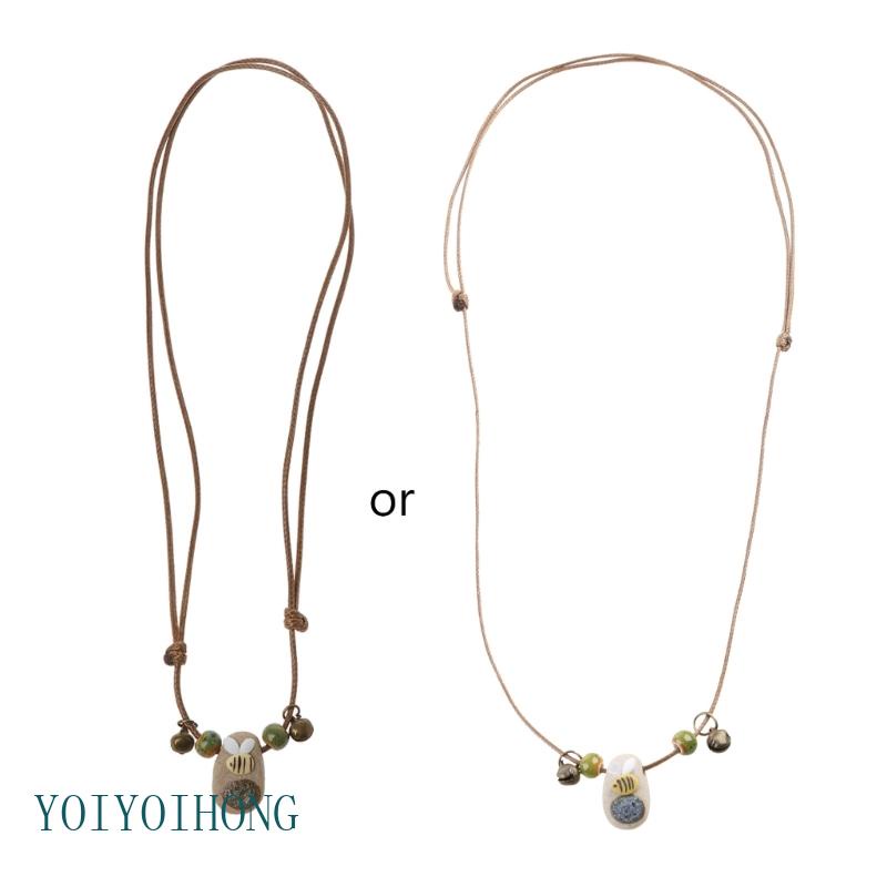 Vòng cổ Chuỗi Hạt Mặt Hình Con Ong Bằng Đá Tự Nhiên Lãng Mạn Cho Nữ