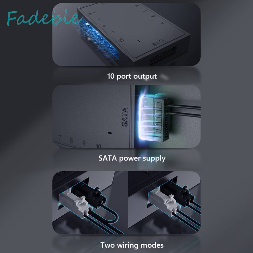 Bộ Chia 1 Ra 10 Cổng 4 Pin PWM SATA Cho Máy Tính Ốp