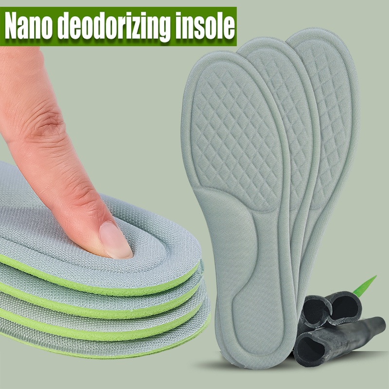 1 Cặp Đệm Lót Giày Bằng Xốp Nano Lưới Siêu Mềm Thoáng Khí Thoải Mái Có Thể Thay Thế Cho Nam Và Nữ