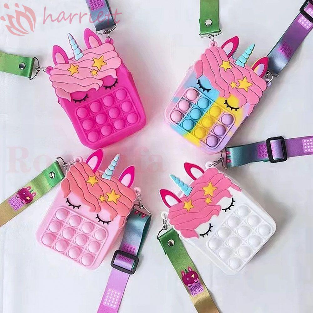 Túi đeo chéo hình kỳ lân màu cầu vồng dễ thương có khóa kéo