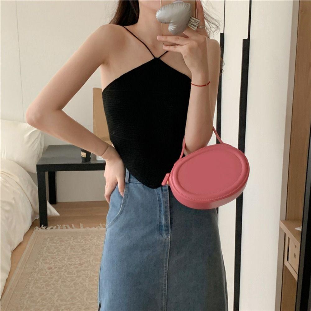 Lombard Áo Croptop Dệt Kim Hai Dây Mềm Mại Phong Cách Hàn Quốc Thời Trang Cho Nữ