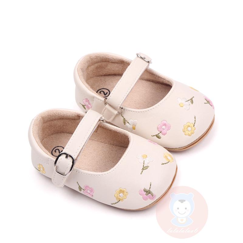 Giày Búp Bê Da PU Thêu Hoa Cho Bé Gái LAA6-G