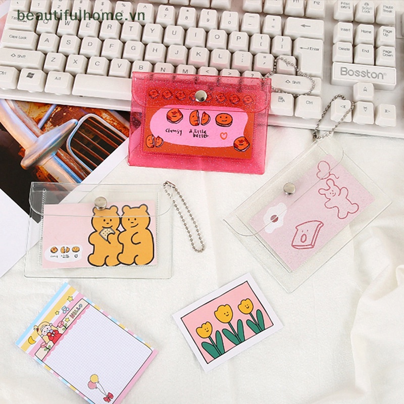 1 Ví Nhỏ Đựng Thẻ / Tiền Xu / ID Bằng PVC Trong Suốt Dễ Thương Cho Bạn Gái