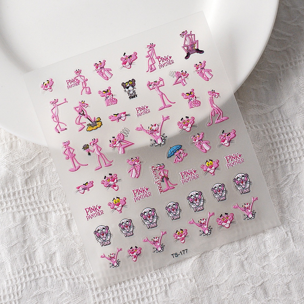 Sticker Lụa Nổi 5D | Báo Hồng | Hình Dán Móng Tay TS-177