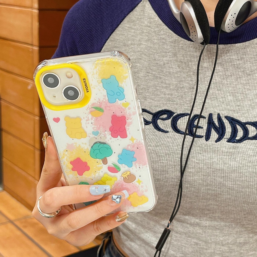 Ốp Điện Thoại TPU Mềm Trong Suốt Họa Tiết Gấu Hoạt Hình Hai Mặt Cho iPhone 14 13 12 11 Pro Max
