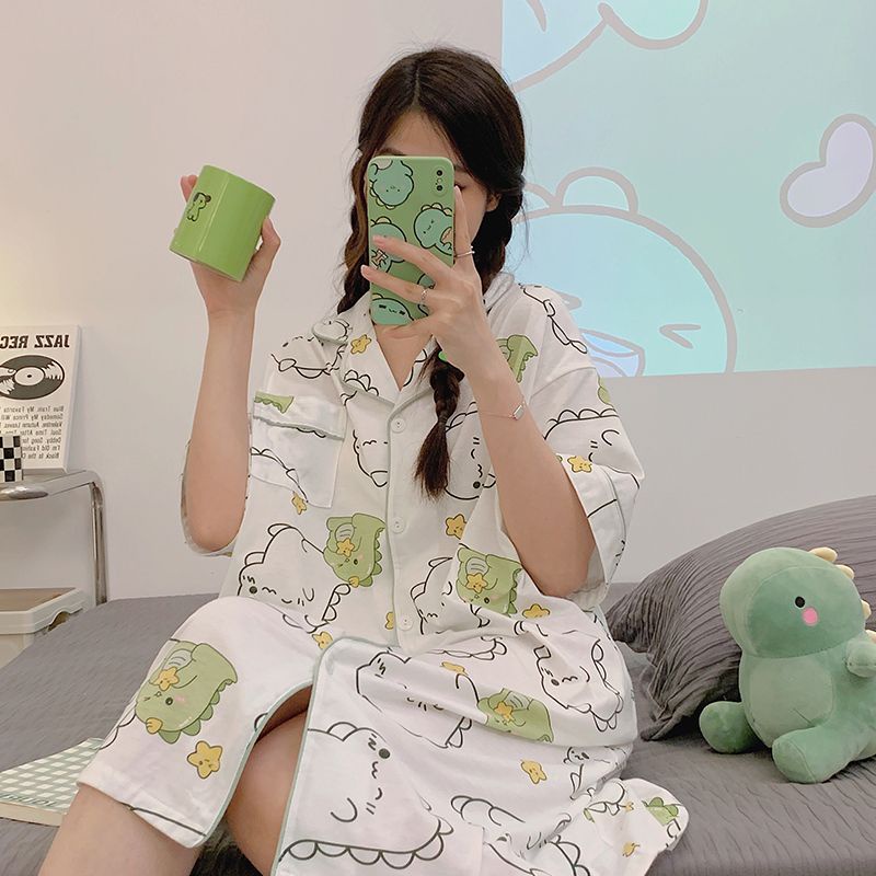 Đồ ngủ Cotton Ngắn Tay Dáng Vừa Phối Lưới Thời Trang Mùa Hè Cho Nữ