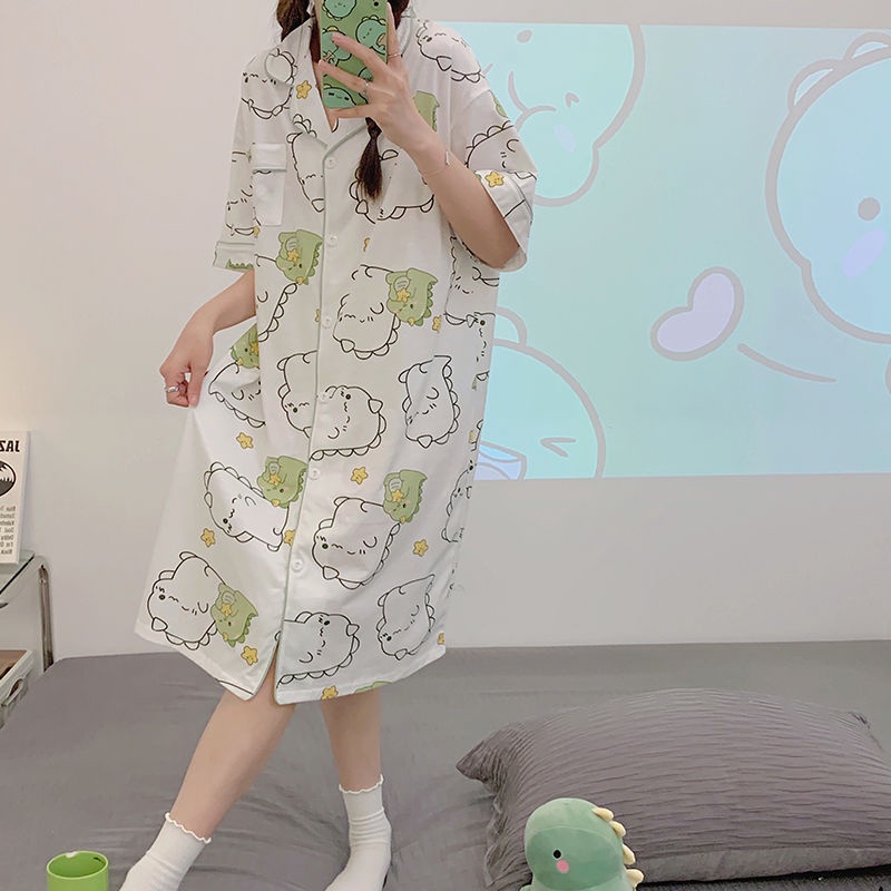 Đồ ngủ Cotton Ngắn Tay Dáng Vừa Phối Lưới Thời Trang Mùa Hè Cho Nữ