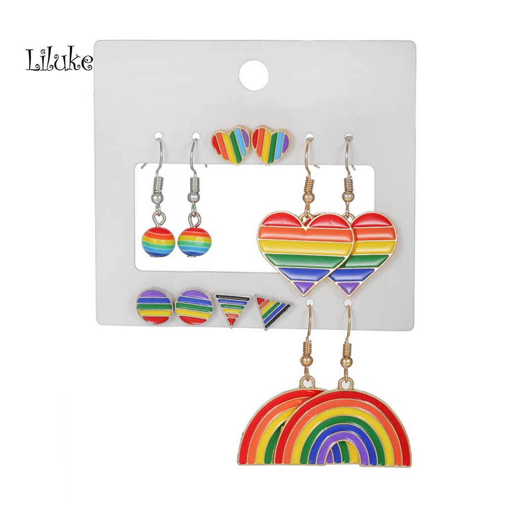 Bộ 6 Đôi Khuyên Tai Màu Cầu Vồng Thời Trang Nữ Tính