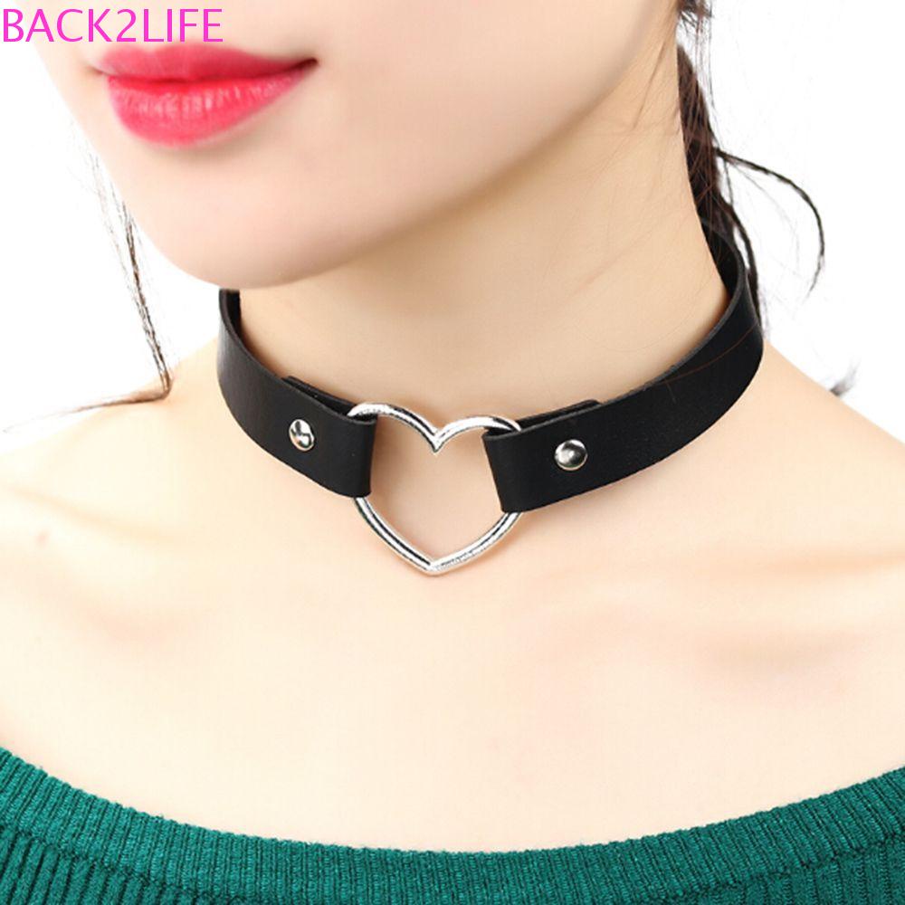 Vòng Cổ Choker Đinh Tán Mặt Trái Tim Làm Bằng Tay Phong Cách Goth Back2