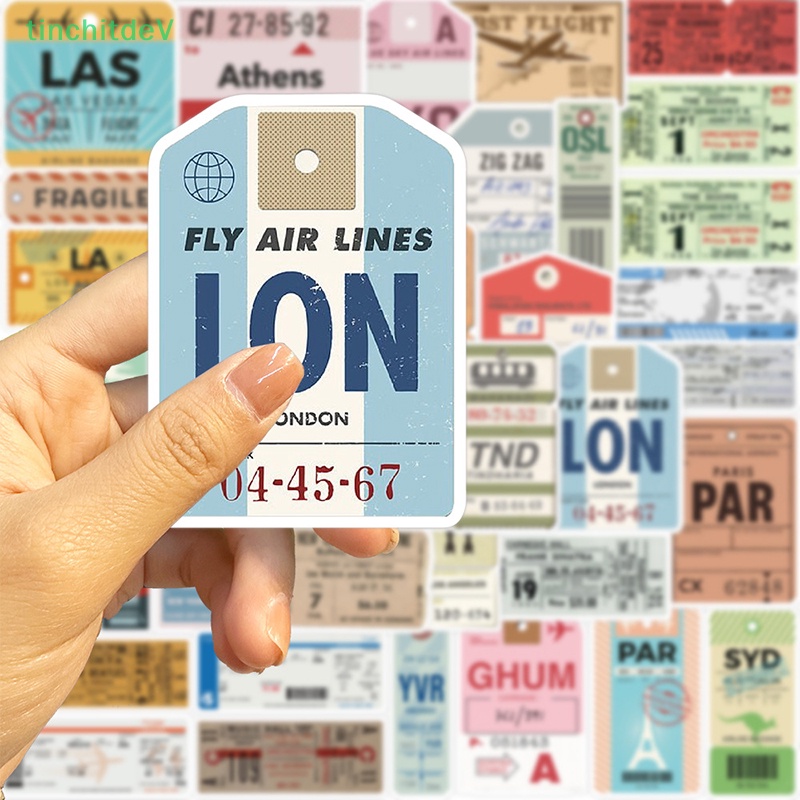 Set 40 Miếng Dán Trang Trí Vali Du Lịch / Hành Lý Họa Tiết Graffiti Kiểu Retro