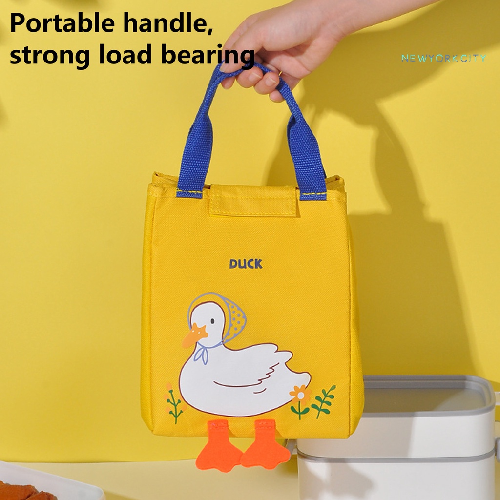 Túi Đựng Cơm Trưa Giữ Nhiệt Chống Rò Rỉ Họa Tiết Vịt Vàng Hoạt Hình Gấp Gọn Được Sức Chứa Lớn Đa Năng