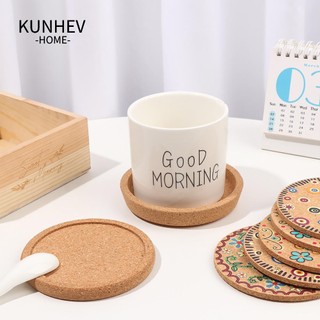 KUNHEV Đế lót ly bằng gỗ bần cách nhiệt chống nóng chống trượt siêu bền trang trí cho nhà