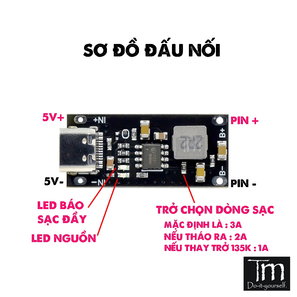 Mạch Sạc Pin Lithium 4.2V - 4.35V - 3A TYPEC