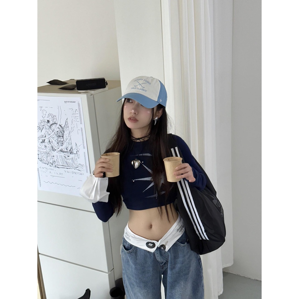 Quần Jean Nữ Ống Rộng Lưng Cao Phong Cách Đường Phố Mỹ Cá Tính