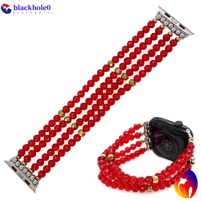 Dây Đeo Chuỗi Hạt Đá Bán Quý Co Giãn Thay Thế Cho Đồng Hồ Thông Minh Iwatch