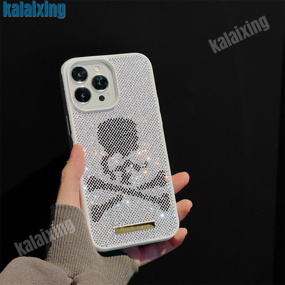Ốp Điện Thoại Hình Đầu Lâu Đính Đá Lấp Lánh Sang Trọng Cho iPhone 14 Pro Max 14 Plus 12 13 Pro 11 Max