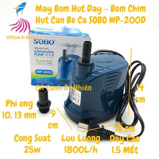 Máy bơm hút đáy sobo wp-200d 25w bơm chìm hút cặn 360 độ hồ cá wp 200d