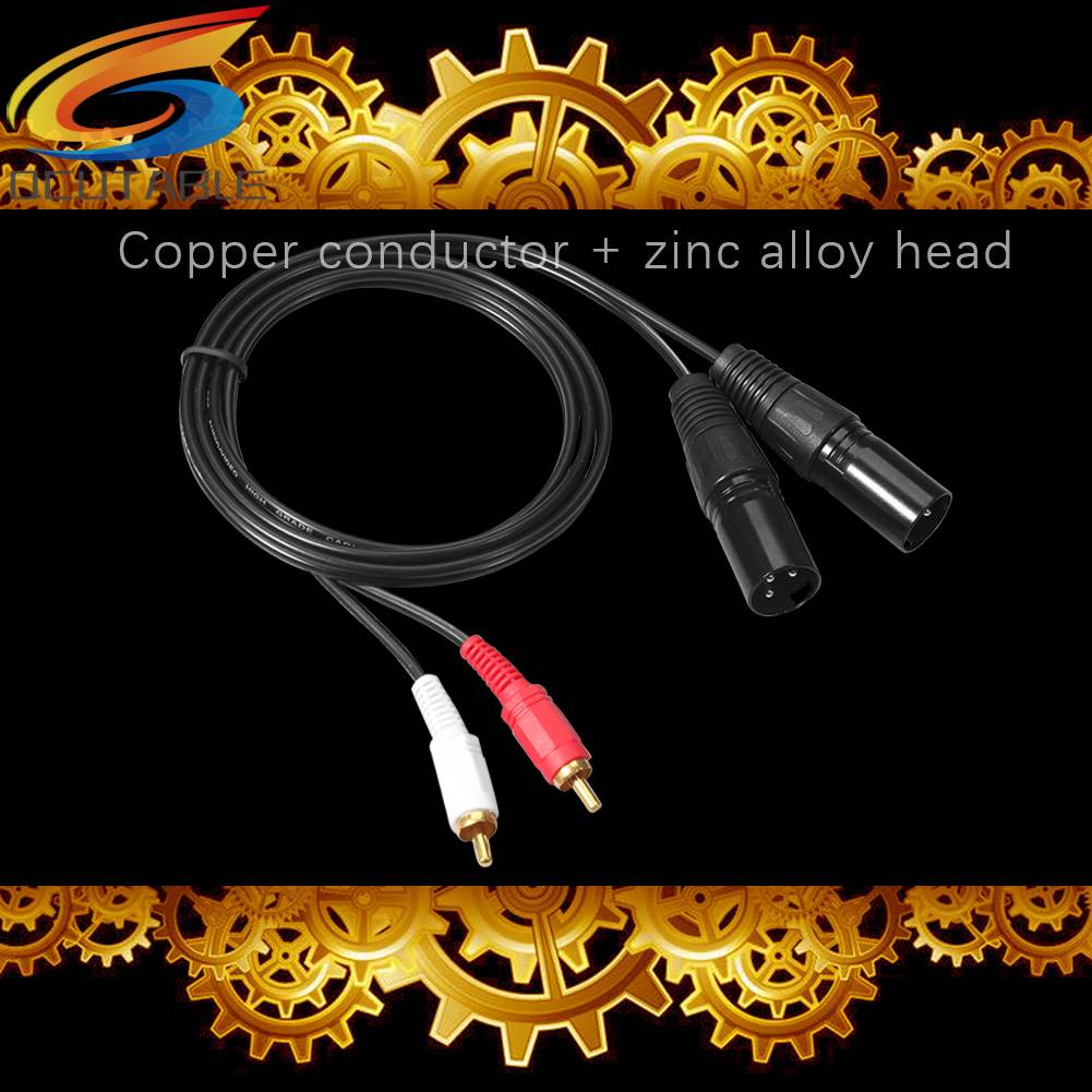 Dây Cáp Âm Thanh 2 RCA Male Sang Dual XLR Male Chuyên Nghiệp Đen