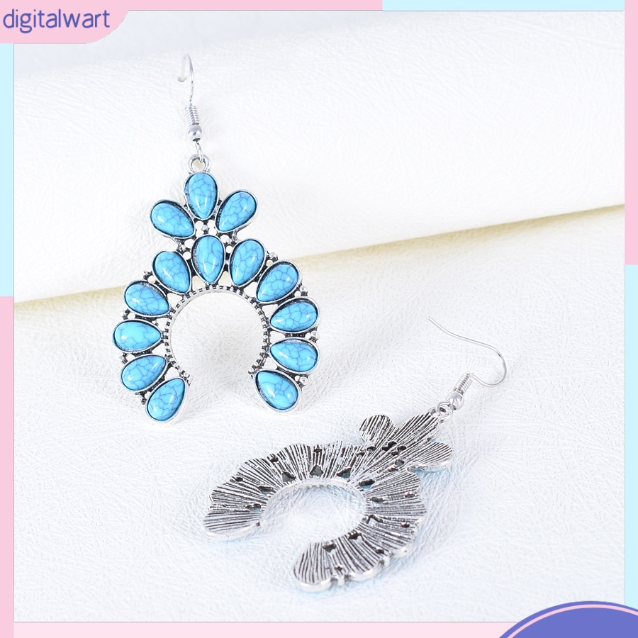 Bông Tai Hình Học Đính Đá Ngọc Lam Phong Cách Âu Mỹ Cá Tính Dành Cho Nữ