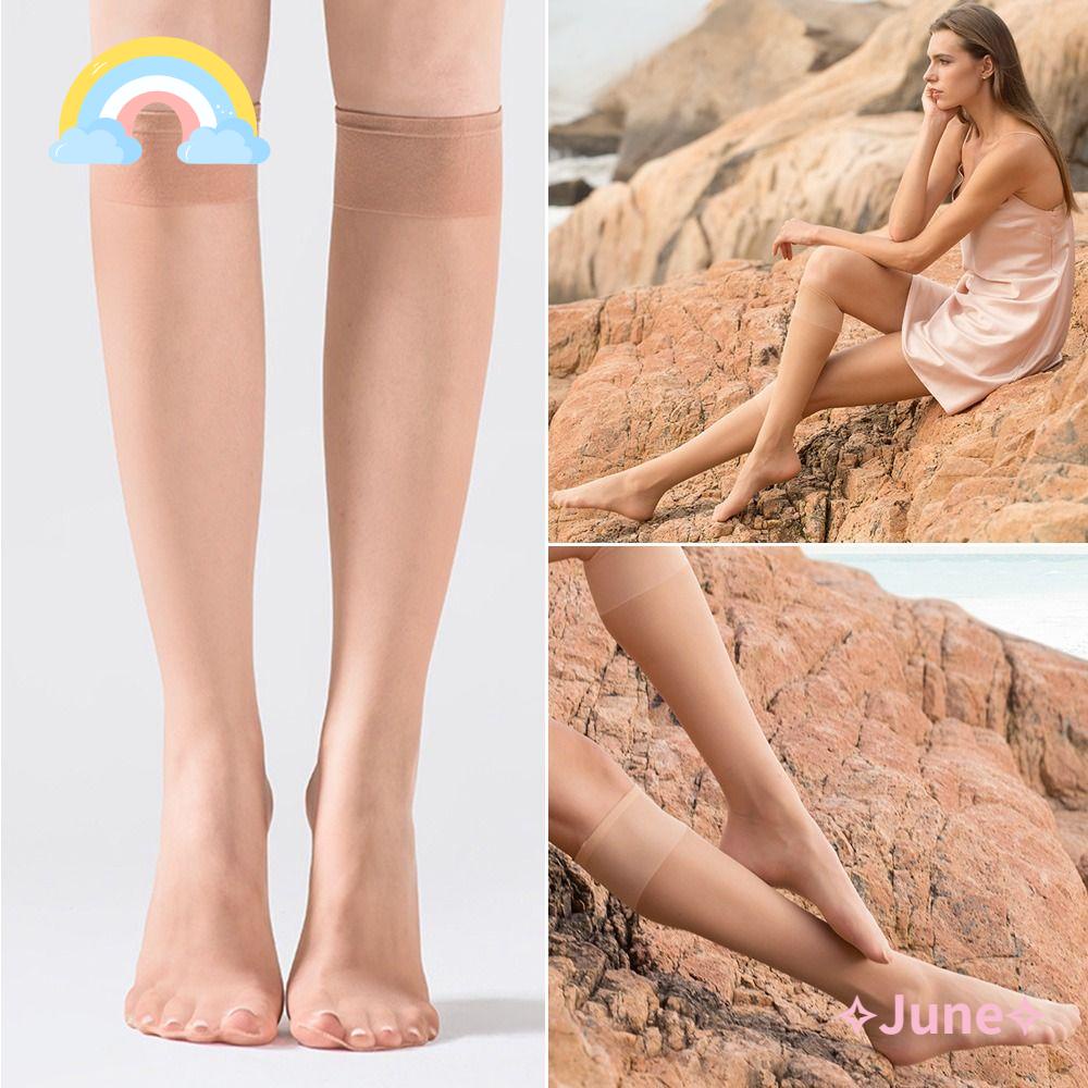 JUNE Vớ Lụa Nylon Trong Suốt Thoáng Khí Chống Móc Dành Cho Nữ