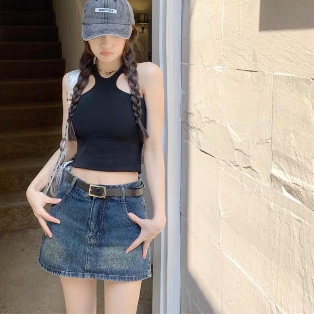 Chân váy jean chữ A, dáng Y2K BASIC CẠP CAO TÔN DÁNG