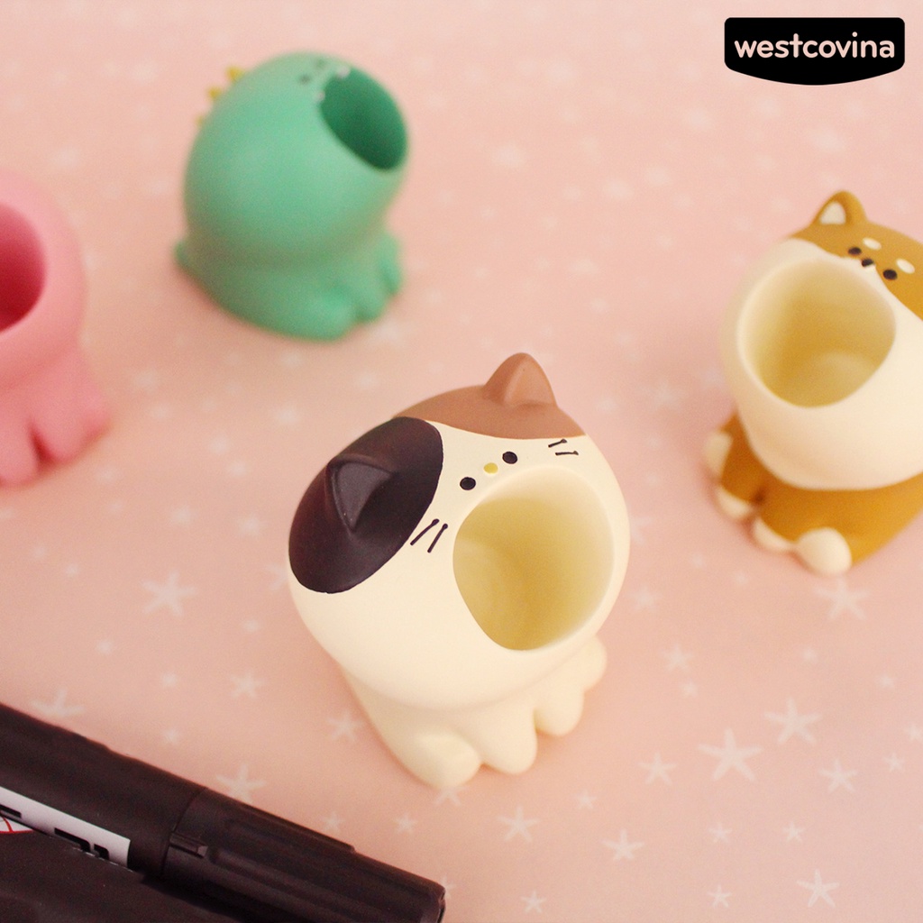 [WSTN]✎Giá Đỡ Bút Để Bàn Mini Bằng Nhựa Resin Họa Tiết Hoạt Hình Dễ Thương